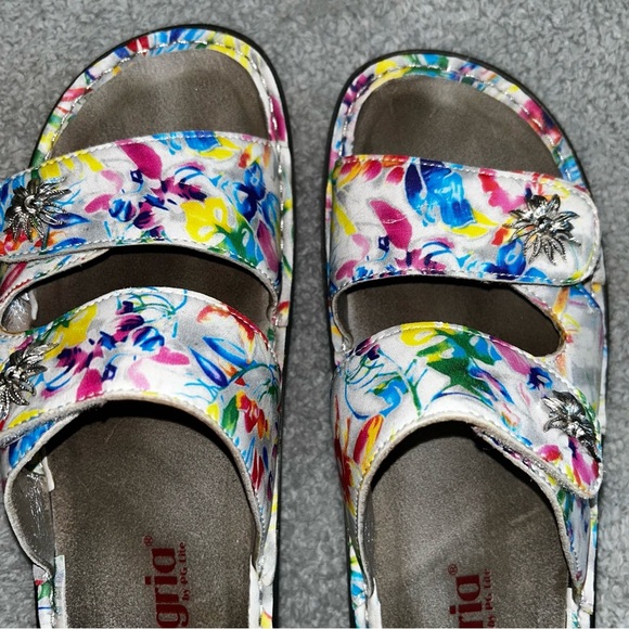 Alegria Red and Blue Mules Vibrant Slip-On Comfort - Picture 2 of 6